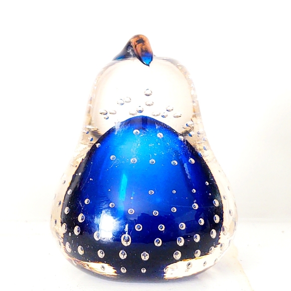 Vintage Hand-Blown Art Glass Pear Paperweight - Picture 2 of 8